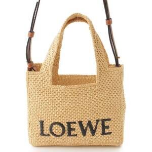 Loewe Font Raffia Tote Bag Natural